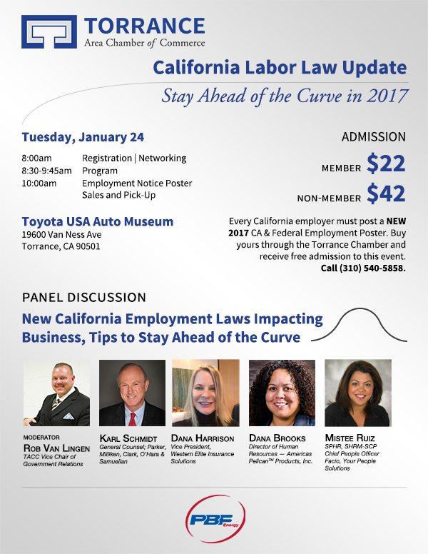 2017 labor law update torrance area chamber of commerce new flyer employment california